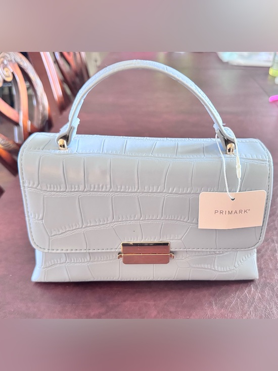 Primark Handbags - Primark Mini Top Handle Bag in Pale Blue with Gold Hardware